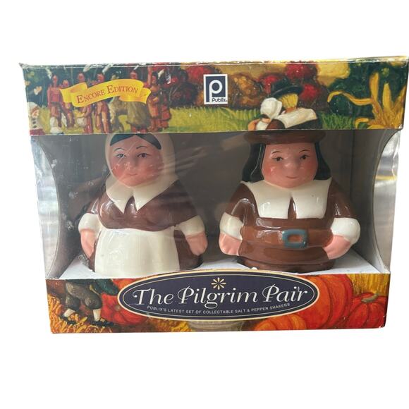 Publix Pilgrim Salt & Pepper Shakers 2002 Encore Edition Thanksgiving - Picture 8 of 9